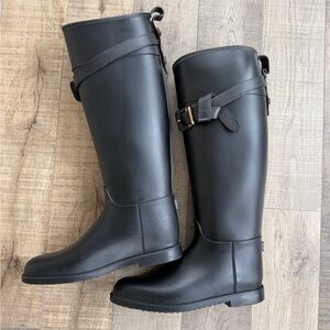 Black Tall Rubber Riding Boots